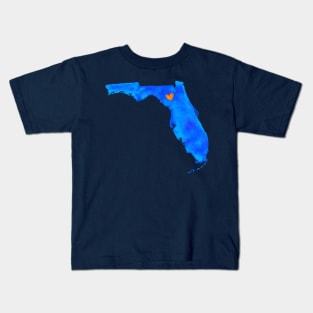 Watercolor Gainesville Love on Dark Blue Kids T-Shirt